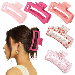 6 PCS 5 Inch Extra Large Claw Clips, Big Hair Clips for Thick Long Curly Hair, Durable Matte Strong Hold Hair Claw Clips, Non-slip Square Hair Clips for Women, Hair Accessories