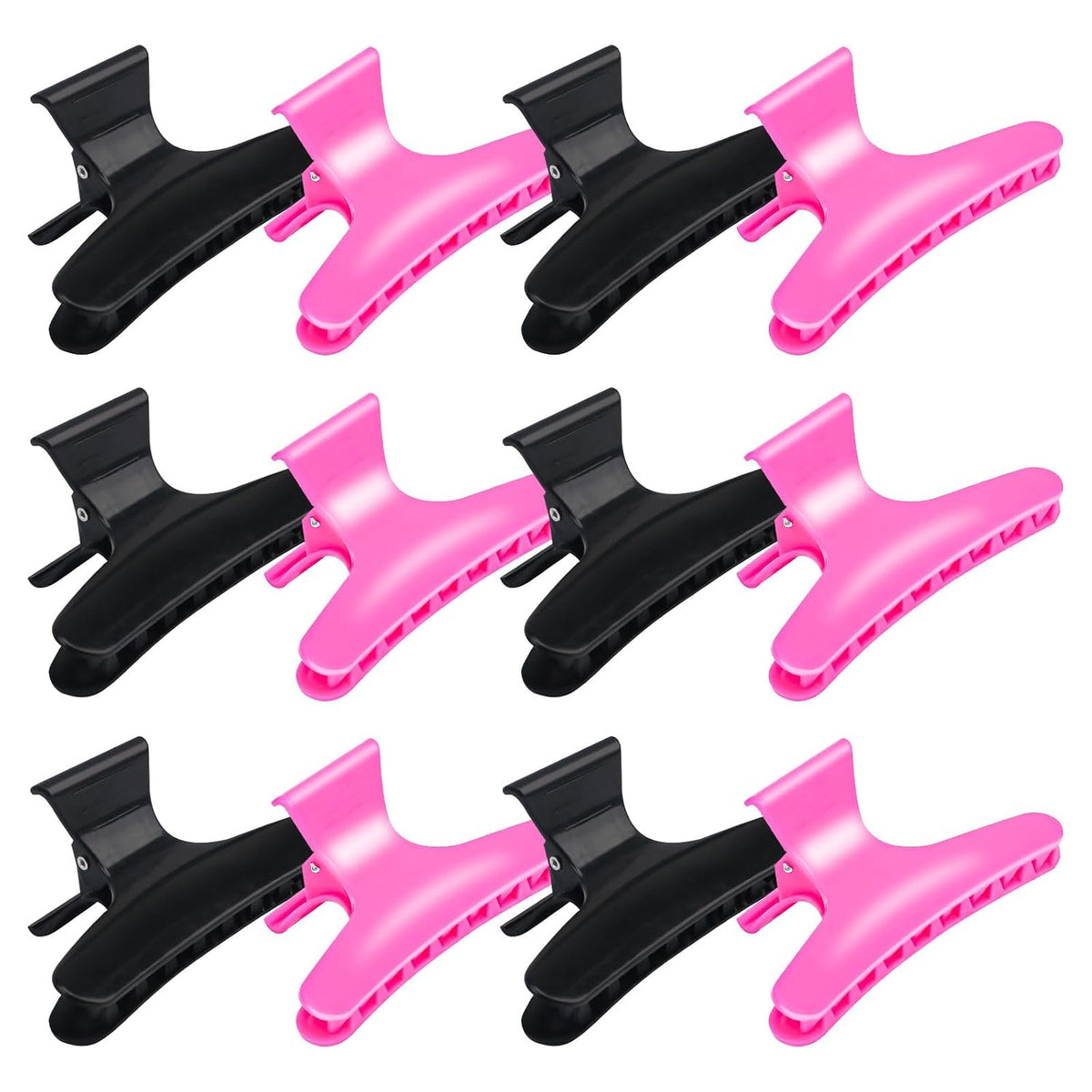 Hair Clips for Styling Sectioning 12 Pack Black White Butterfly Clamps Hair Claw Clips Pro Salon Hair Clips for Styling, Sectioning, Cutting and Coloring