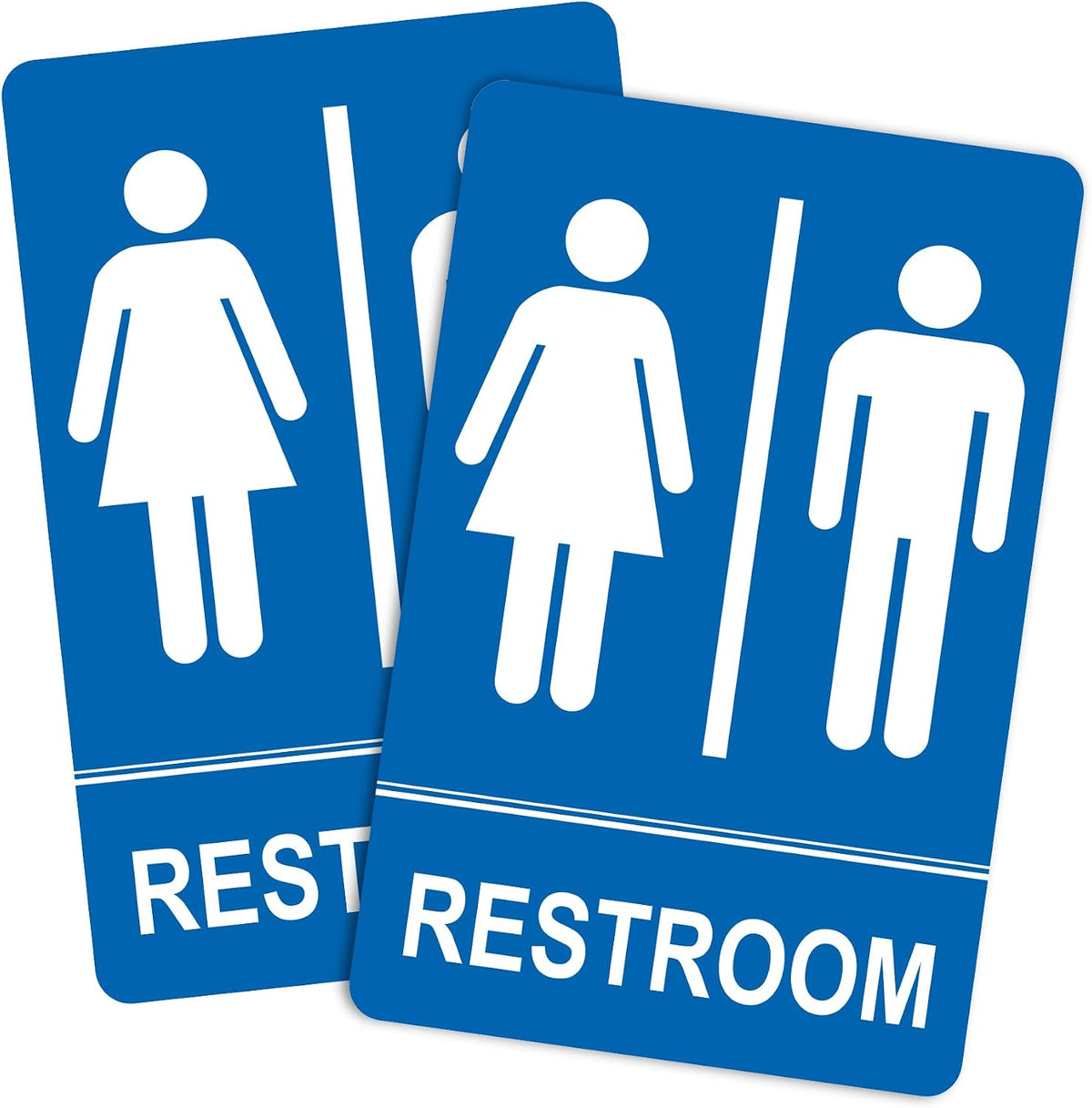 Restroom Sign - (2 Pack ) Metal Restroom Signs for Business with Strong Self-Adhesive, Bathroom Signs for Home Door or Wall, Ideal Unisex Restroom Signs for Women and Men, Easy to Install (Black Men and Women, 9" x 6")