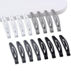 16 PCS Snap Hair Clips Metal Barrettes for Women Non Slip Barrettes for Thick and Thin Fine Hair,Bright Black Brown Beige,2.36 x 0.43 Inches.