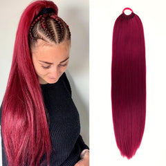 Ponytail Hair Extension For Women,Long Braided Ponytail With Hair Tie,Straight Wrap Around Braided Hair Extension,Synthetic Hair Ponytail Extension 26inch(Golden Blonde Highlights)
