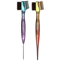 RED by Kiss Chrome Edge Brush, 3-in-1 Bacteria-Free Boar Bristle Hair Styling Brush & Comb, Sterilized Bristles for Edges, Baby Hairs, Brows & Lashes (Chrome Ombre Finish)