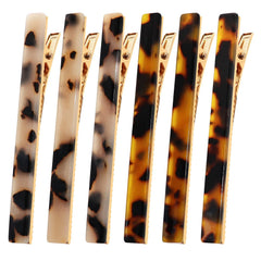 Cobahom 6 Pack Leopard Print Tortoise Shell Metal Hair Pins, Duck Teeth Hair Clips for Styling Women's Hair 2.36 Inch