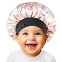 Kids Bonnet, Soft Silk Satin Bonnet for Girls Boys, Double Layer & Wide Elastic Band Kids Sleeping Cap, Adjustable Night Hat for Child Natural Hair Curly Hair (Blue Spaceship)
