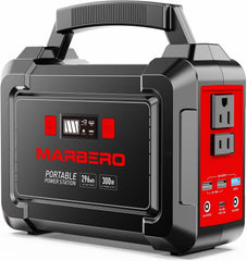 MARBERO Solar Generator 155Wh with 30W Solar Panel Portable Power Station with 2x 100W AC Outlets(Peak 150W), QC3.0 USB UL Certified for Home Blackout, Camping, RV Travel, Ultra-Light & Silent Fan