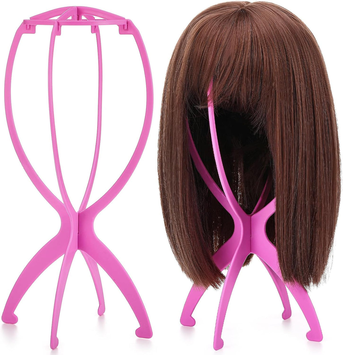 2 Pack Wig Head Stand Travel Wig Holder Hat Wigs Display for Multiple Wigs Hair Styling (black, 13.8 inches)