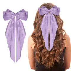 Big Bow Barrettes Long Tail French Ribbon Hair Pins Soft Silky Satin Hair Clip Metal Bowknot Clips 90's Accessories for Party Women Girl