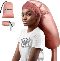 Hair Dryer Bonnet Attachment: Upgraded Extra Large Hooded Dryer Adjustable Hair Dryer Caps - Easy to Use for Natural Curly Textured Hair Care Styling Fast Drying - Black