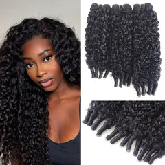 Burmese Curly Bundles Human Hair 18 20 22 Inches 100% Unprocessed Quick Weave 3c4a Water Wave with Spiral Curly End Real Human Hair Extensions Natural Black