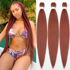 Pre stretched Braiding Hair 32 Inch Pink Braiding Hair Extensions Yaki Braids Hair Hot Water Setting Synthetic Hair Colored Braiding Hair Crochet Hair(3 Packs,Pink#)