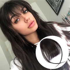 BOGSEA Clip in Bangs Real Human Hair Bangs Hair Clip Fringe with Temples Hairpieces for Women Natural Looking Hair Extension for Daily Wear (Wispy Bangs, Dark Brown)