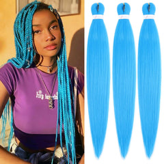 Braiding Hair Pre Stretched 24 Inch 3 Packs, Grey Pre stretched Braiding Hair for Professional Braiding Hair Extensions, Hot Water Setting Yaki Texture Synthetic Hair