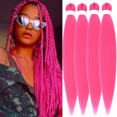 Purple Braiding Hair Pre-Stretched Yaik Straight 4 Packs Colored Synthetic Long Purple Hair Extensions Crochet Braids 90g/Pack 26 Inch