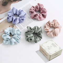 4PCS Large Satin Silk Scrunchies for Women - Big Glossy Scrunchie for Thick Hair Girl Hair Ties Ponytail Holders Jumbo Scrunchies (Black Navy-Blue Brown Champagne)