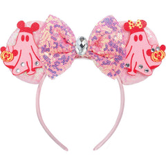 Mouse Ears Headband, Sparkle Princess Bow Headband for Women Girls, Sequin Party Hair Accessories (Frog-Green)