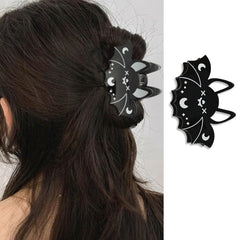 Skull Hair Clips Halloween Hair Claw Clips Cat Hair Barrettes Nonslip Claw Clip Cute Hair Accessories White Black Cat Skeleton Hair Barrettes Halloween Hair Decoration for Thin and Thick Hair