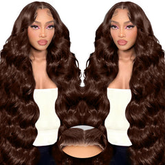 Chocolate Brown Lace Front Wig Human Hair 7x5 Brown Loose Deep Wave Wig 200% Density Brown Human Hair Wig 24 Inch Glueless Wigs Human Hair Pre Plucked Pre Cut #4 Dark Brown Wigs for Black Women