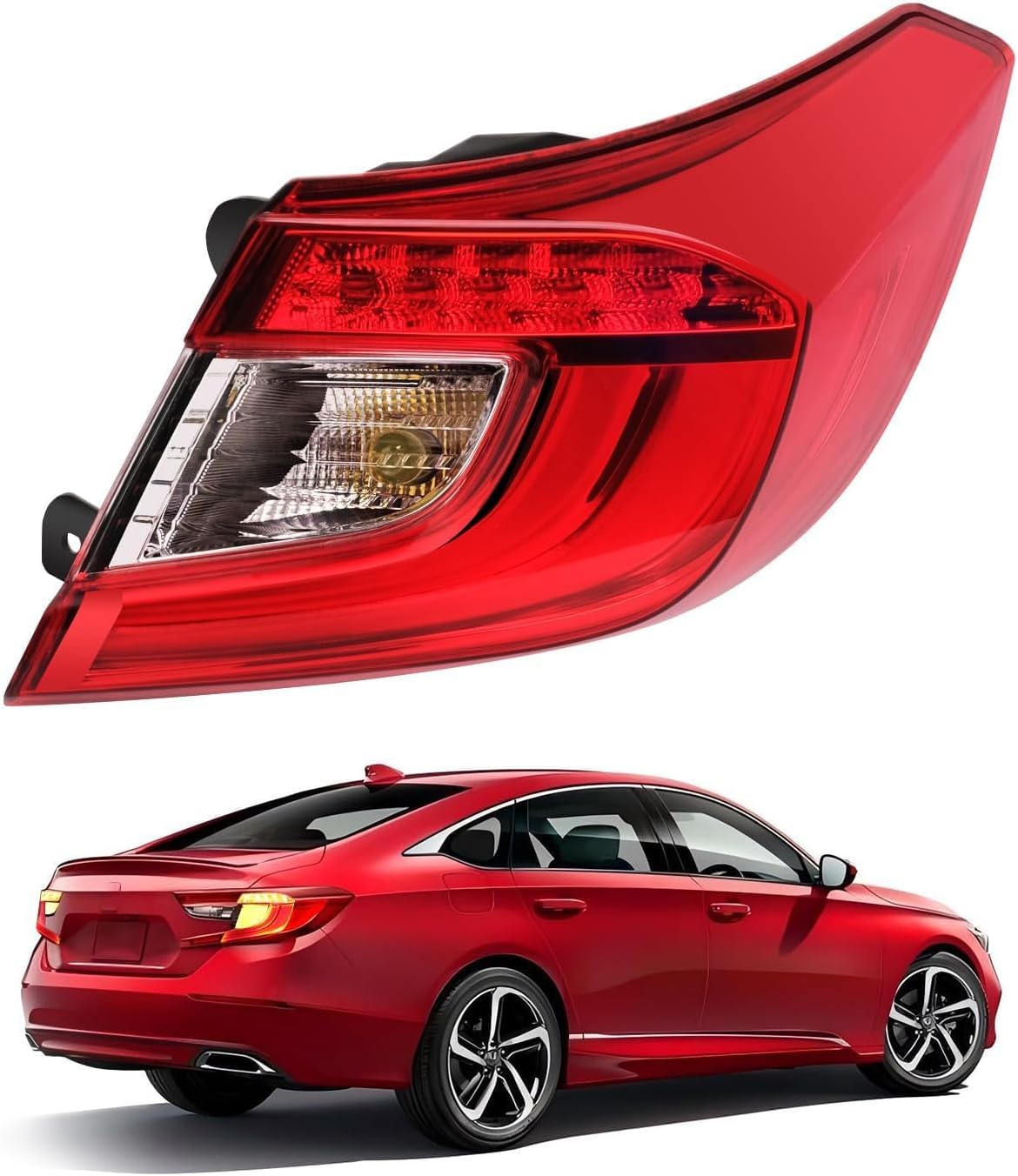 Passenger Side Tail Light Assembly Compatible with Honda Accord 2018 2019 2020 2021, Right Tail Lamp Set, Rear Outer Taillamp Replacement HO2805118