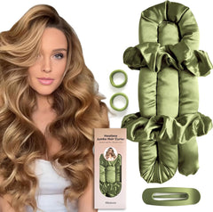 Jumbo Heatless Hair Curler Set-Satin Heatless Curls Overnight, Jumbo Curling Rod Headband, No Heat Curlers to Sleep in (Brown)
