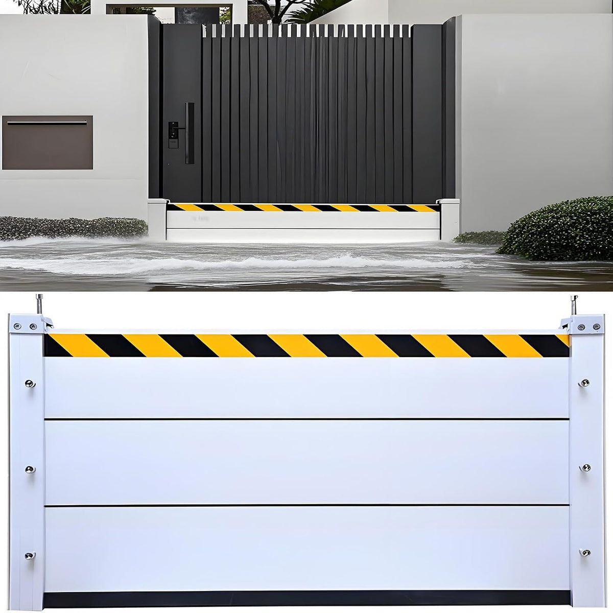 Garage Door Flood Barriers for Home - Dam Easy Flood Barrier Aluminum Alloy Garage Door Water Barrier Vertical Detachable Reusabl. H 23.6inch X L 7FT