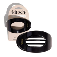Kitsch Large Flat Claw Clips for Women - Stylish Flat Hair Clips for Women, Strong Hold for Thick & Fine Hair | Non-Slip for Secure, Comfortable All-Day Wear - Black