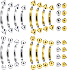 Eyebrow Piercing Jewelry Surgical Steel Curved Barbell Tiny Eyebrow Ring Vertical Labret Lip Jewelry Ear Rook Navel Small Belly Button Ring for Women Men 20g 16g 6mm/8mm/10mm/12mm