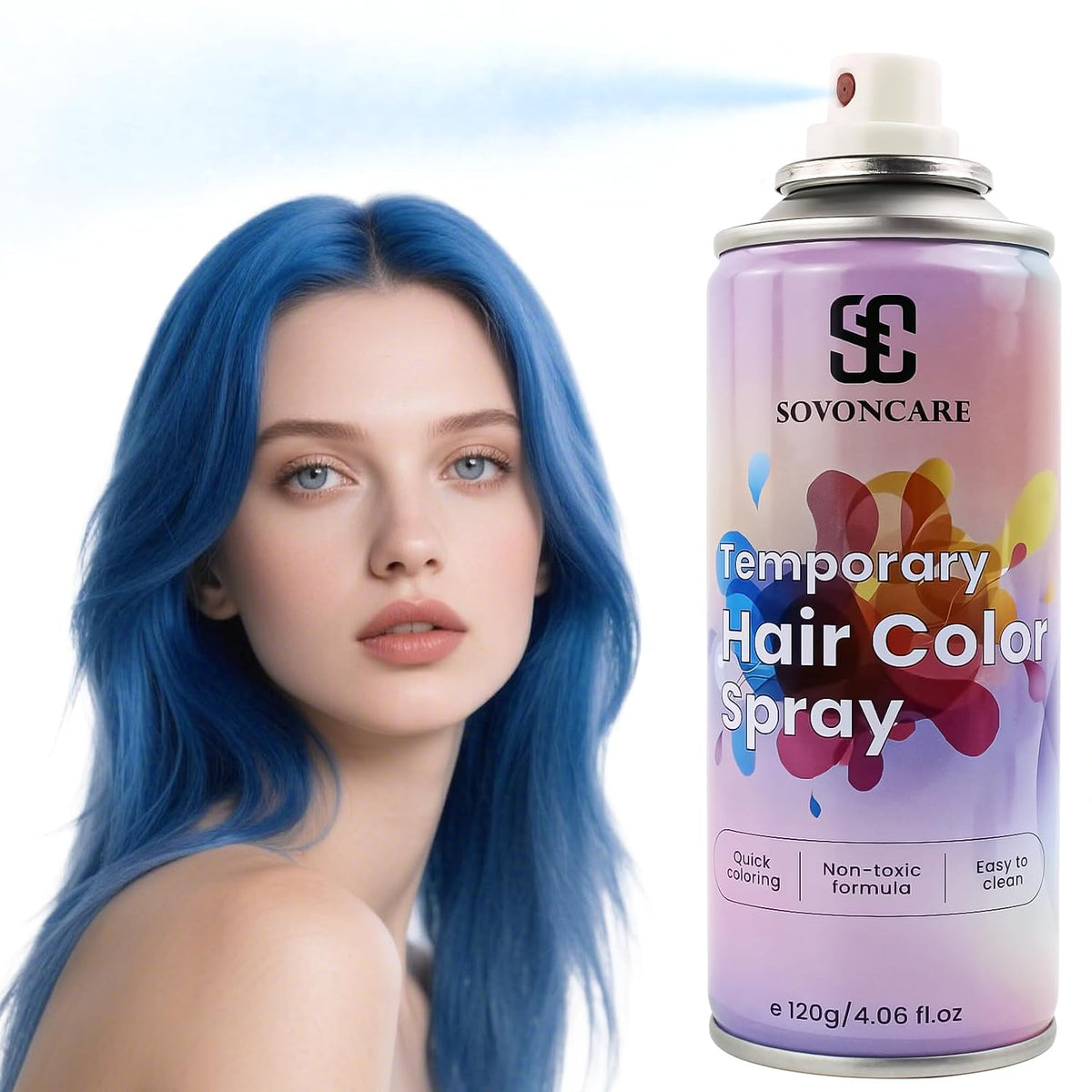 Emerald Green Temporary Hair Color Spray, SOVONCARE Natural Hair Wax Dye Spray for Kids Halloween, Christmas Party, Cosplay -On 1-Day Washable 120ML