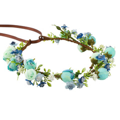 Handmade Flower Crown for Women Floral Headband Girls Headpiece Flower Hair Accessories for Weeding Bride Cosplay Party Festival(White Style)