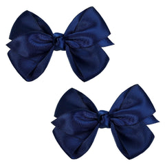 Set of 2 Delicate 3-Inch Satin Bow Hair Clips for Little Girls - Elegant Ivory Hue(Beige)
