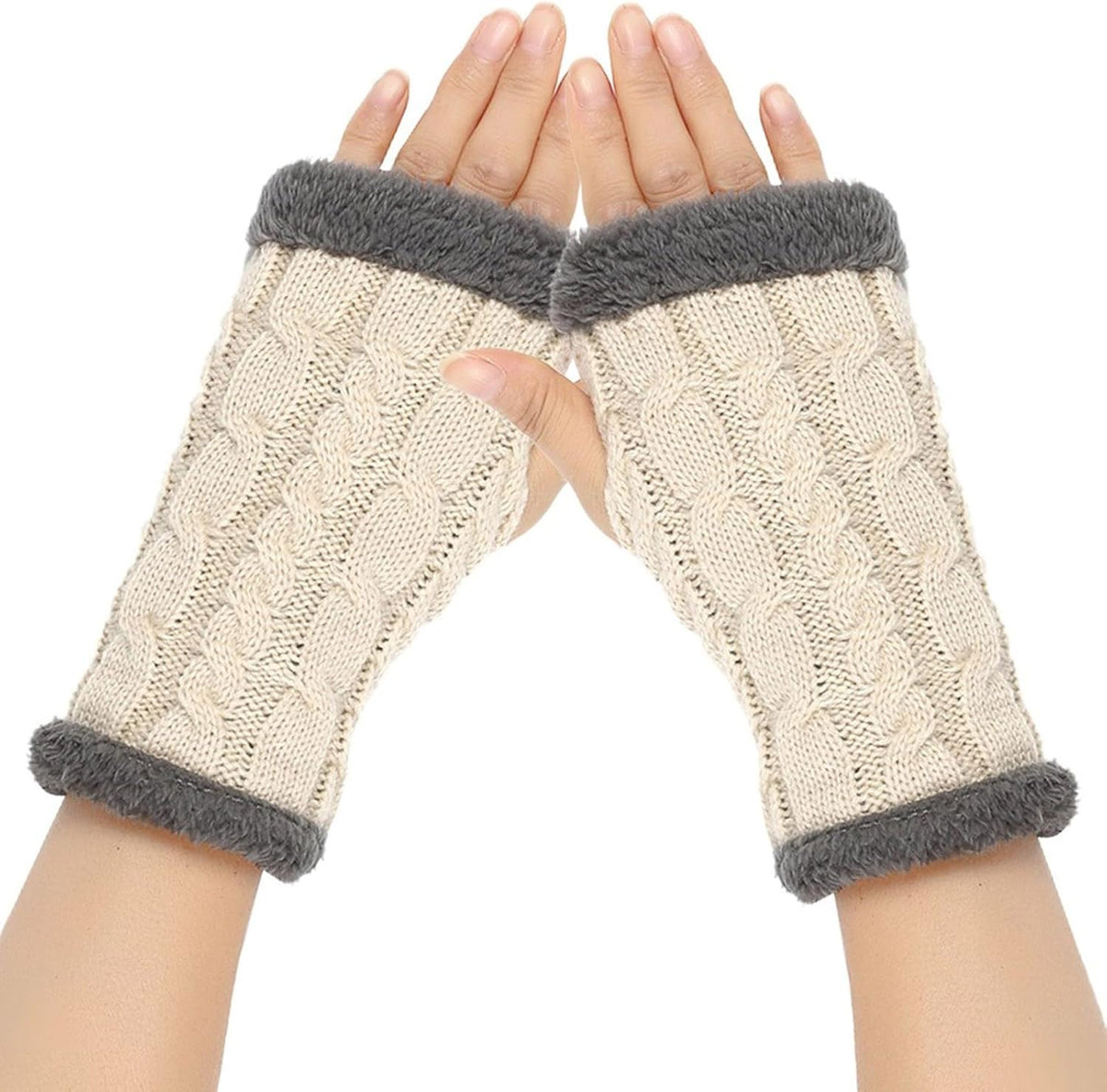 Winter Half Finger Knit Gloves Stretchy Winter Warm Knitted Fingerless Gloves for Women Men Outdoor Warm Gloves