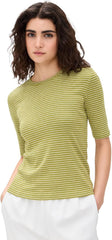 Vince Women's Striped Elbow Sleeve Crew Tee