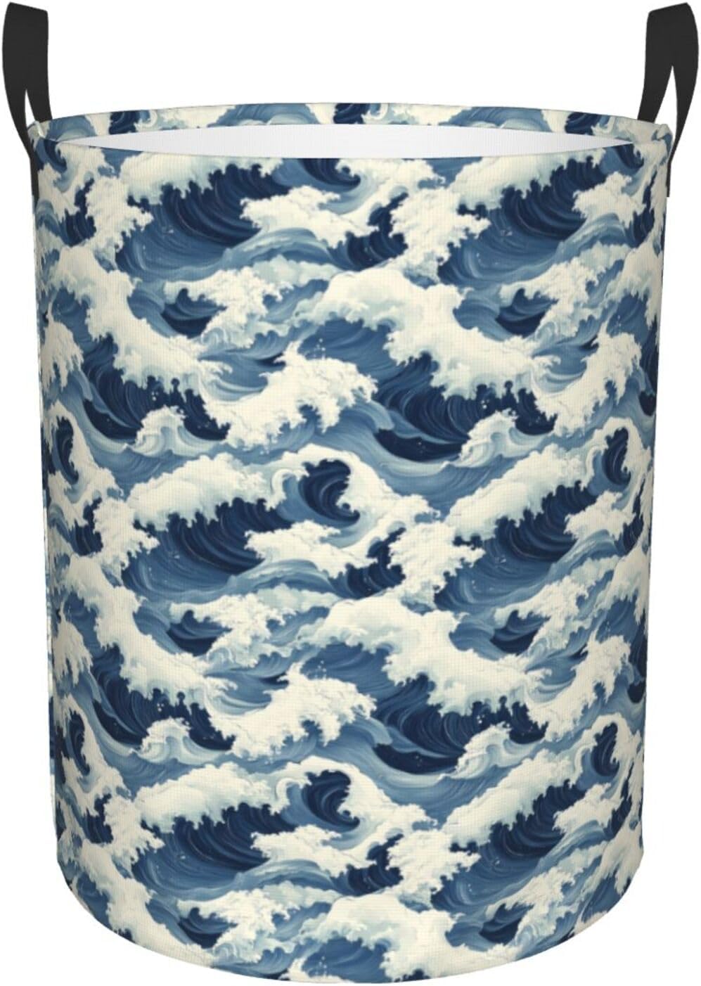 Blue Waves Print Laundry Basket, Laundry Hamper for Bedroom Apartment College Dorm Room Essentials, Dirty Clothes Hamper for Bedroom Decor Aesthetic