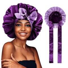 LADES Satin Bonnet for Sleeping, Hair Wrap Silk Bonnet for Sleeping Women Double Layer Large with Tie Band Night Cap Gifts