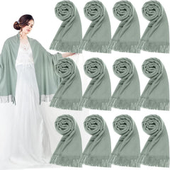 12 Pack Wedding Pashmina Shawls Wraps Bulk 79 x 27 Scarf for Guests Wedding Favor Bridal Shawls Gift Outdoor