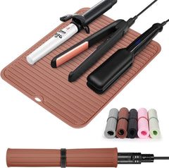 Quccefods Large Heat Resistant Silicone Mat for Hair Tools: Curling Iron, Flat Iron, Hair Straightener - Portable Hair Styling Pad Cover