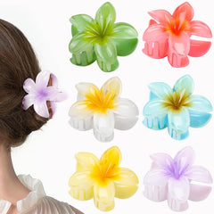 HAPTIME 10 Pack Flower Claw Clips for Women, Preppy Hair Clips, Plumeria Hair Clip, Hawaiian Flower Hair Clips, Gifts for Women Teen Girls