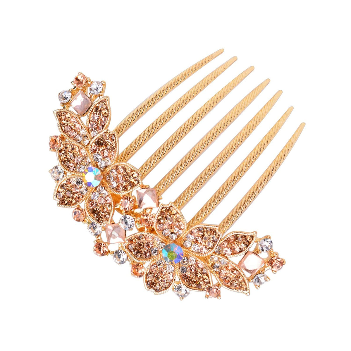 Women Rhinestone Inlaid Flower Hair Comb Hairpin Barrette Accessory,Also Perfect Mother's Day Gifts for Mom (Blue)