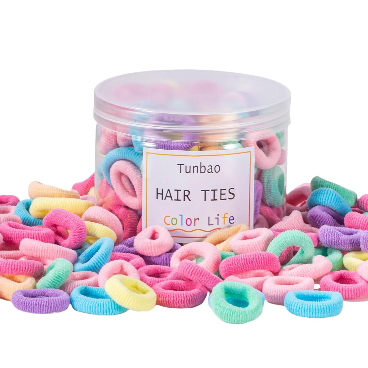 100 Psc Baby Hair Ties,Soft Cotton Toddler Hair Ties,Small Seamless Hair Bands for Little Girls and Kids,Multicolor Hair Elastics Ponytail Holders