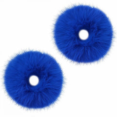 Lusofie 2Pcs Black Pompom Hair Tie Furry Faux Rabbit Fur Fuzzy Scrunchies Black Fuzzy Hair Ties Baby Hair Ties Ponytail Holders Pom Hair Accessories for Girl Women