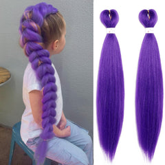Long Purple Braiding Hair -24 Inch Synthetic Braiding Hair for Kids Stage Party Halloween Costume Cosplay (Purple, 24 Inch(Pack of 2))