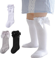 Zando Baby Girl Cotton Knee High Socks - Cute Ruffle Socks for Toddler Girls, Infant Uniform Stockings Seamless