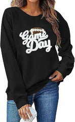 Game Day Sweatshirt for Women Cute Football Graphic Pullover Football Season Chenille Patch Tops Trendy Sweatshirts