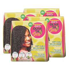 ORS Olive Oil Girls Soft Curls No-Lye Creme Texture Softening System Kit with Olive, Coconut & Avocado Oils (Pack of 1)