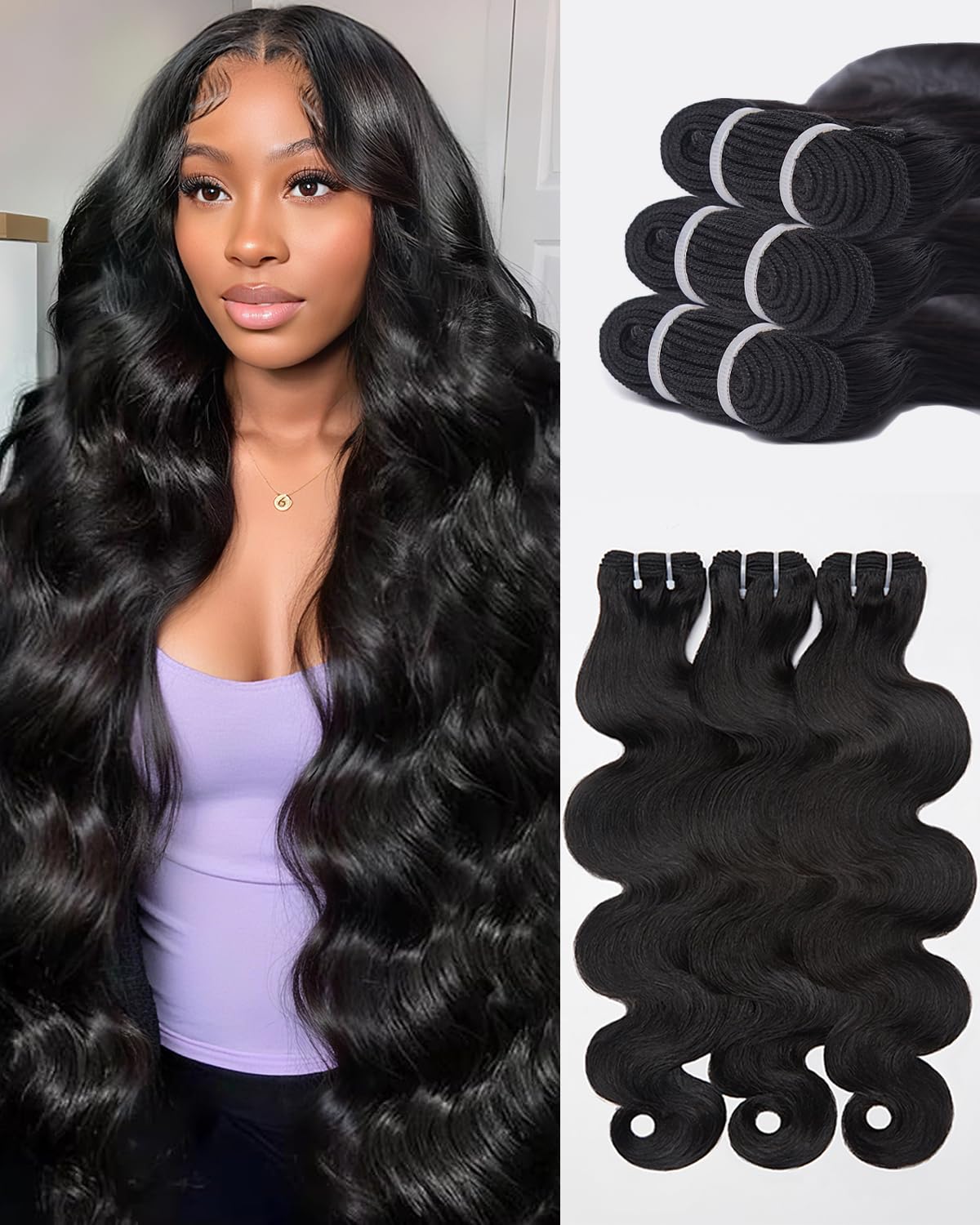 Lucklady 16A Raw Bundles Human Hair Body Wave, 20 Inch Body Wave Bundles Human Hair, Triple Lifespan Virgin Remy hair