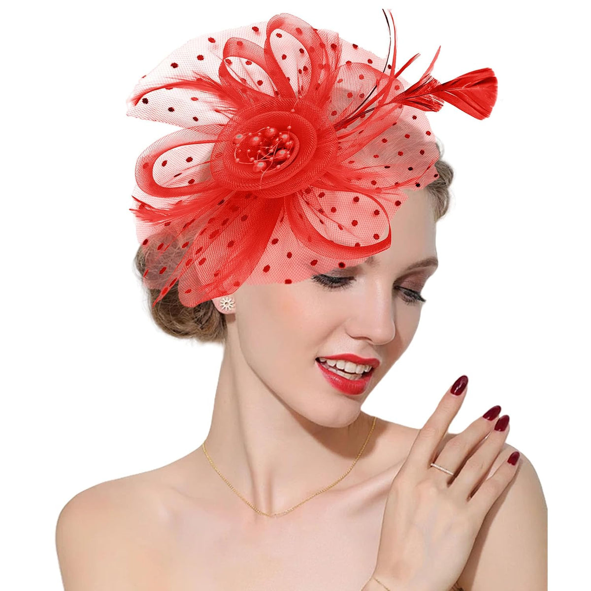 Fascinators Hats 20s 50s Hat Pillbox Hat Cocktail Tea Party Headwear with Veil for Girls and Women (US, Alpha, One Size, A-Black)