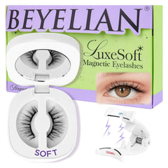 BEYELIAN Magnetic Eyelashes with Applicator Kit, Reusable Natural Look False Lashes, No Glue Needed Soft Magnetic Lashes for Eye MAC-101 (Lightweight & Comfortable)
