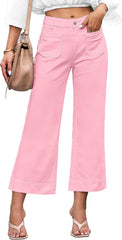 luvamia Wide Leg Jeans for Women Trendy High Waisted Flare Jeans Cropped Denim Pants Stretchy Baggy with Patch Pockets