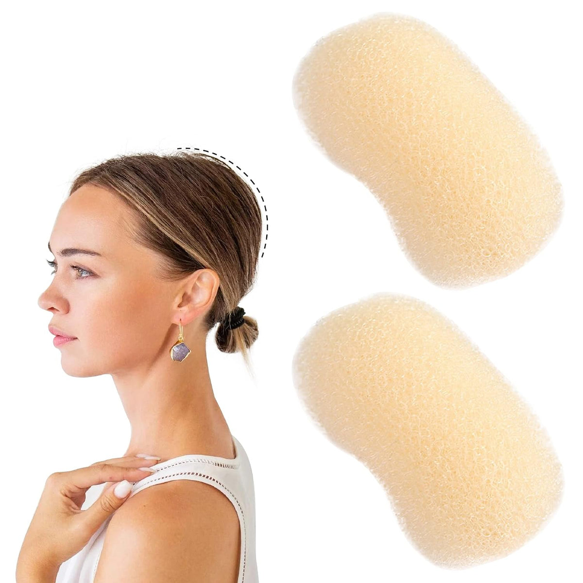 2Pcs Charming Bump It Up Volume Inserts Hair Combs for Beehive Styling - Hair Pads and Clips Accessories for Women (Beige)