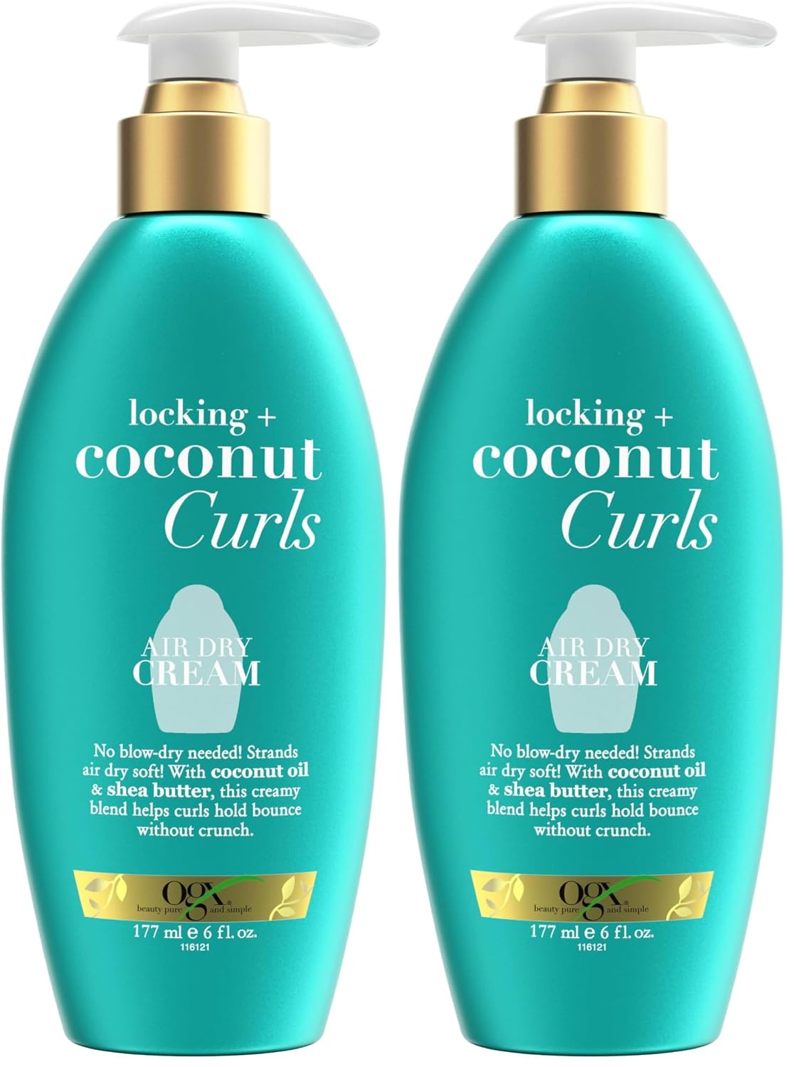 OGX Locking + Coconut Curls Air Dry Cream, No Parabens, 6 oz