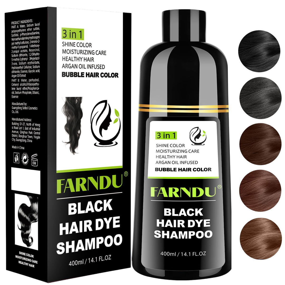Light Brown Hair Dye Shampoo for Women Men, Gray Hair Coverage Seimi Permanent Instant 3 in 1 Hair Color Shampoo Champu Para Canas Muier